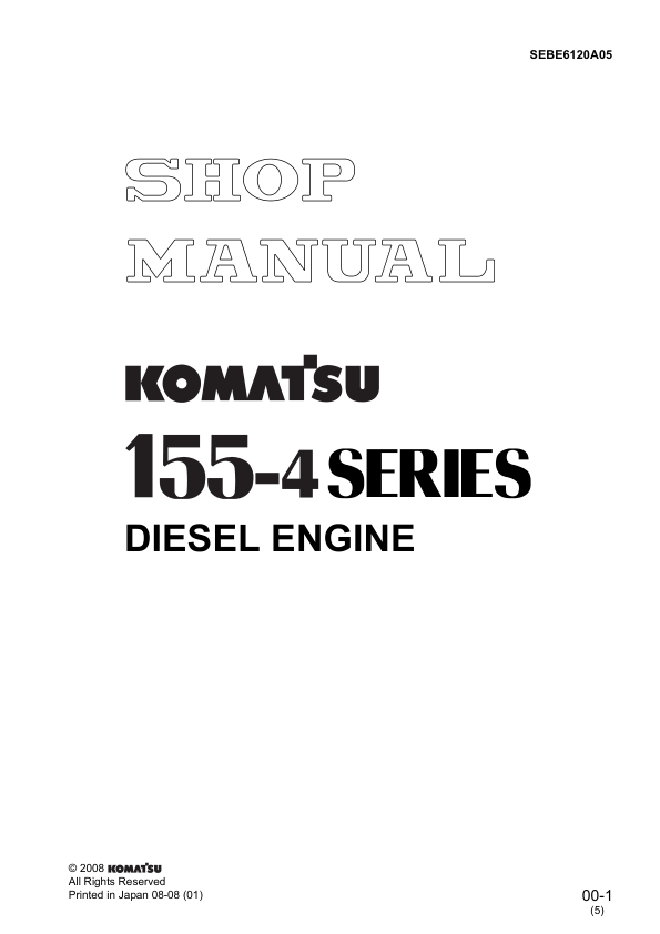Komatsu 155-4 Series Diesel Engine Workshop Manual SEBE612A05 - Image 2