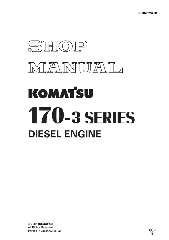 Komatsu 170-3 Series Diesel Engine Workshop Manual SEBM023408 - Image 2