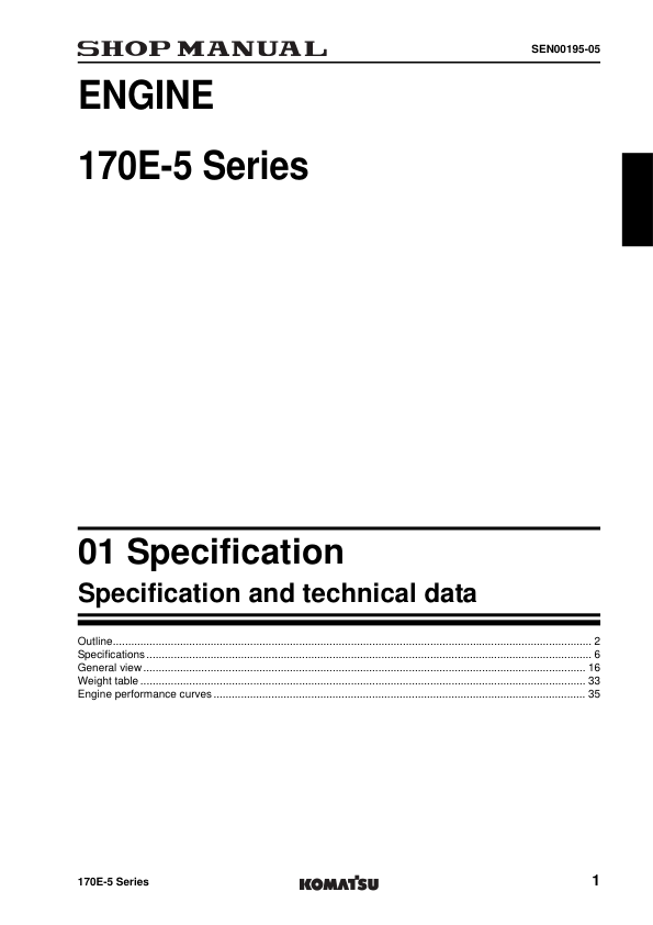 Komatsu 170E-5 Series Diesel Engine Workshop Manual SEN00190-11 - Image 16