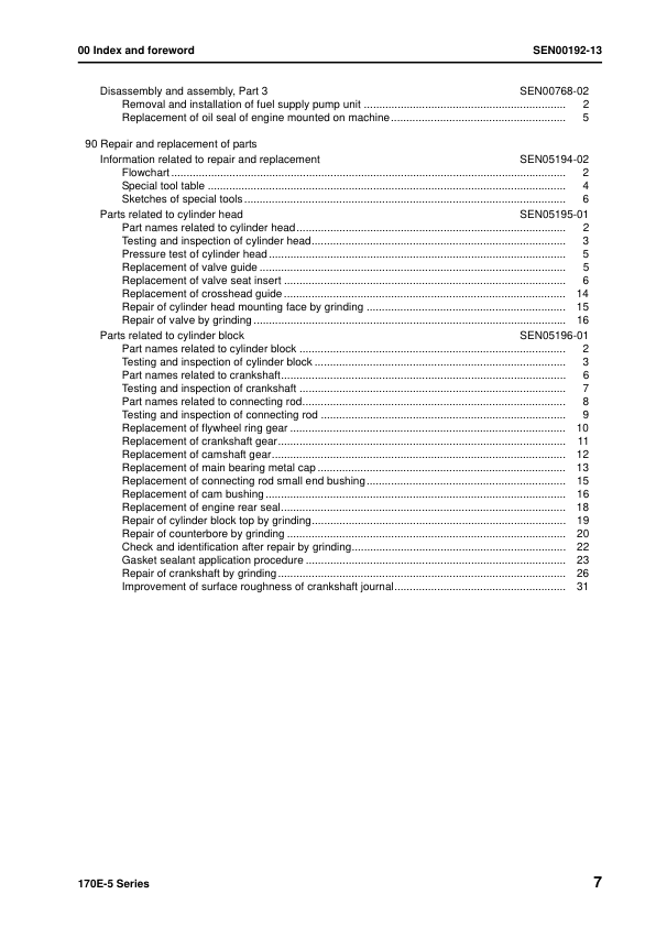 Komatsu 170E-5 Series Diesel Engine Workshop Manual SEN00190-13 - Image 12
