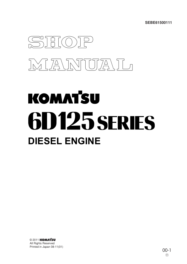 Komatsu 6D125 Series Diesel Engine Workshop Manual SEBE61500111 - Image 2
