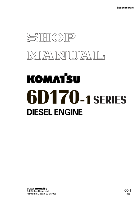 Komatsu 6D170-1 Series Diesel Engine Workshop Manual - Image 2