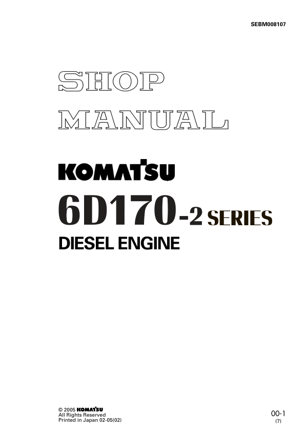 Komatsu 6D170-2 Series Diesel Engine Workshop Manual - Image 2