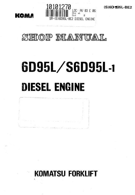 Komatsu 6D95L S6D95L-1 Diesel Engine Workshop Manual - Image 2
