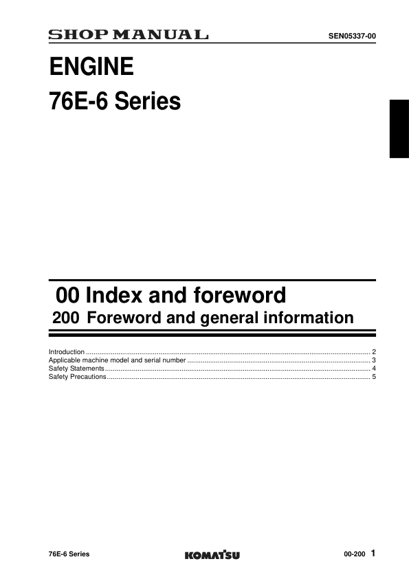 Komatsu 76E-6 Series Diesel Engine Workshop Manual - Image 3