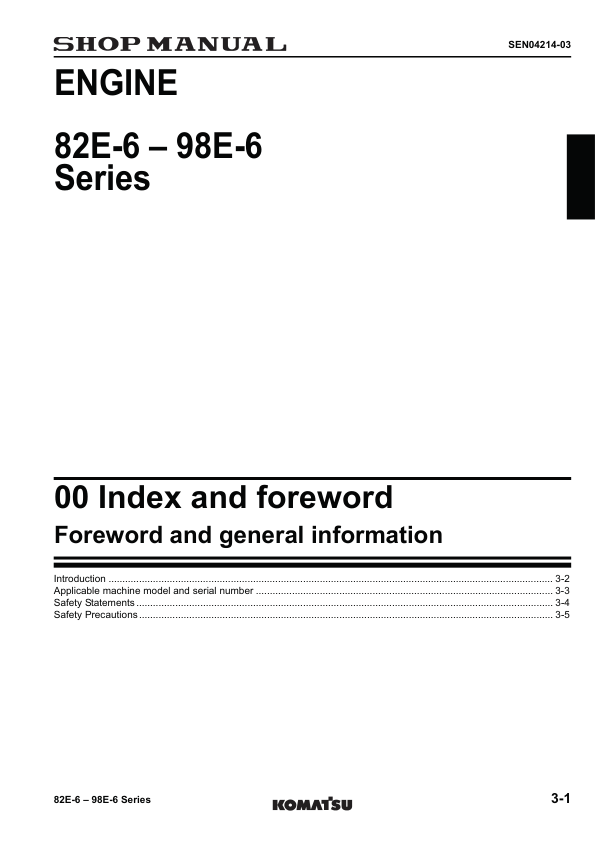 Komatsu 82E-6 98E-6 Series Diesel Engine Workshop Manual - Image 9