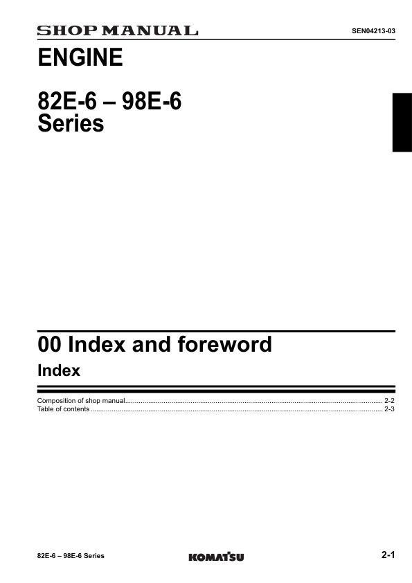 Komatsu 82E-6 98E-6 Series Diesel Engine Workshop Manual - Image 5