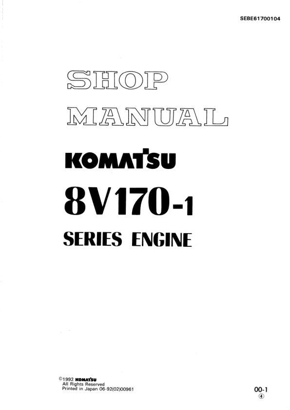 Komatsu 8V170-1 Series Diesel Engine Workshop Manual - Image 2