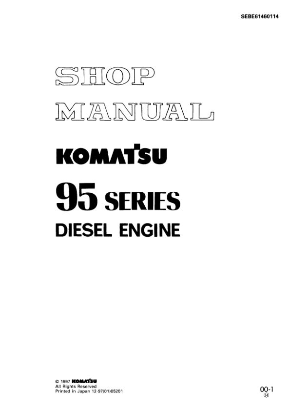 Komatsu 95 Series Diesel Engine Workshop Manual SEBE61460114 - Image 2