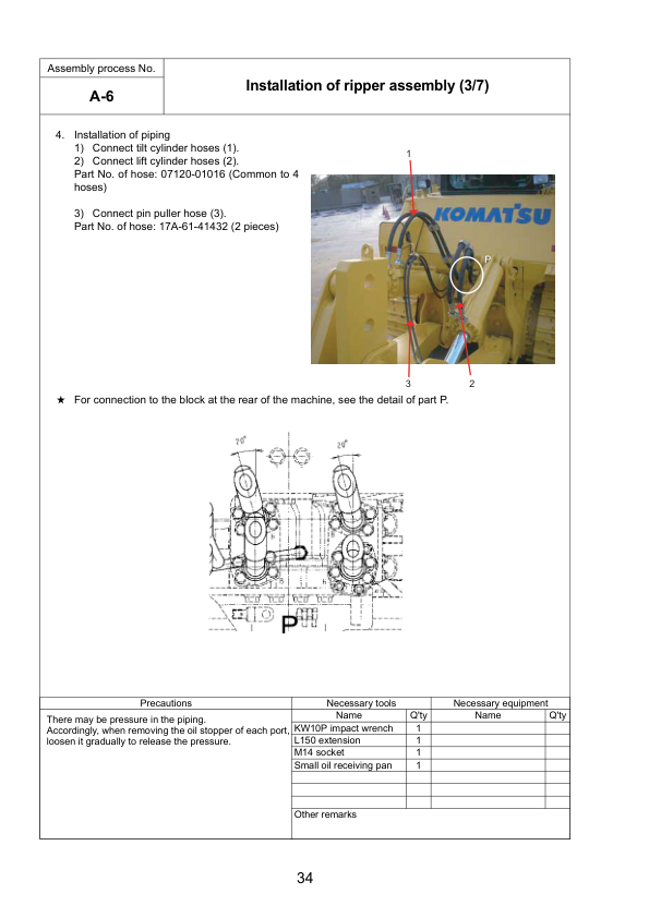 Komatsu D155A-6 Bulldozer Field Assembly Instruction SN 85001 and UP - Image 11