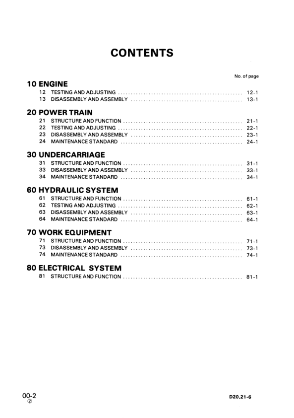 Komatsu D20A D21A P S Q-6 Bulldozer Workshop Manual SN 60001 and UP - Image 5