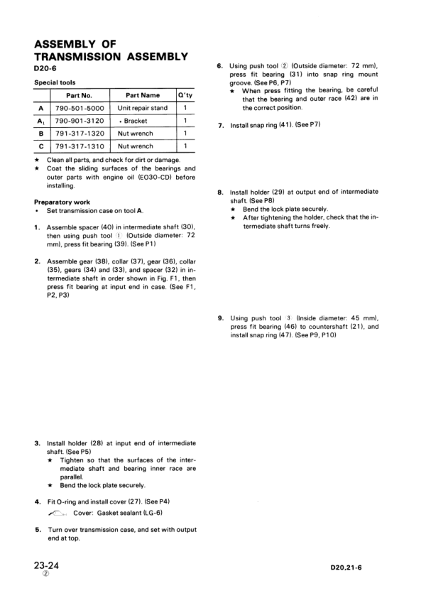 Komatsu D20A D21A P S Q-6 Bulldozer Workshop Manual SN 60001 and UP - Image 13