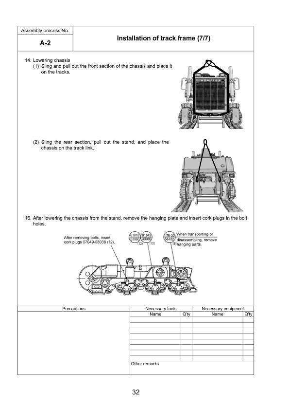 Komatsu D275A-5R Bulldozer Field Assembly Instruction SN 35001 and UP - Image 13