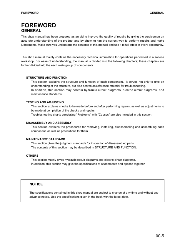 Komatsu D275AX-5 Bulldozer Workshop Manual SN 2001 and UP - Image 7