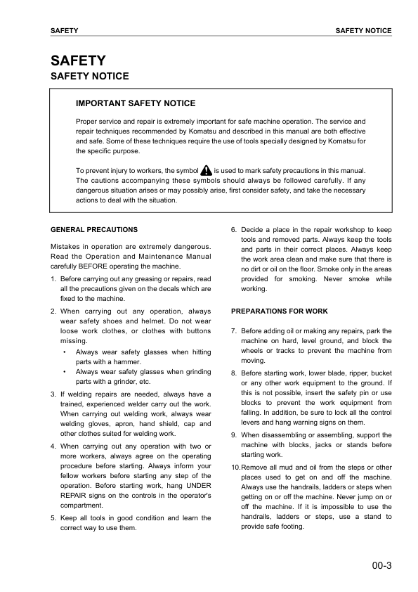 Komatsu D275AX-5 Bulldozer Workshop Manual SN 2001 and UP - Image 5