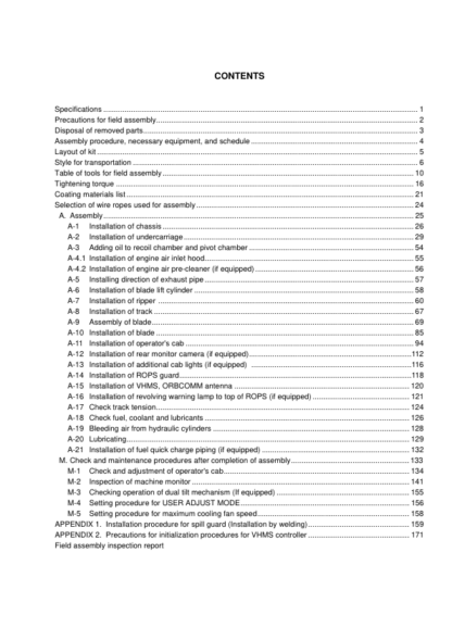 Komatsu D375A-6R Bulldozer Field Assembly Instruction SN 65001 and UP ...
