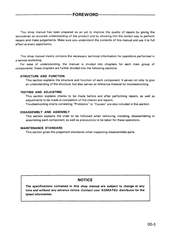 Komatsu D41S Q-3 Crawer Loaders Workshop Manual SN 6001 and UP Printed Book - Image 11