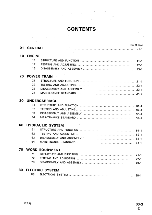 Komatsu D75S-3 Crawer Loaders Workshop Manual SN 7001 and UP - Image 7