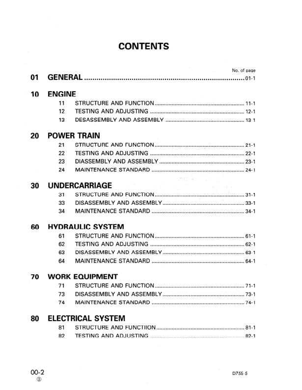 Komatsu D75S-5 Crawer Loaders Workshop Manual SN 15001 and UP Printed Book - Image 6