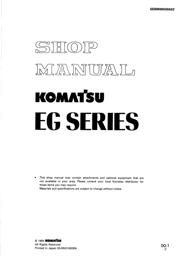 Komatsu EG Series Engine Workshop Manual SEBM06500A02 - Image 2