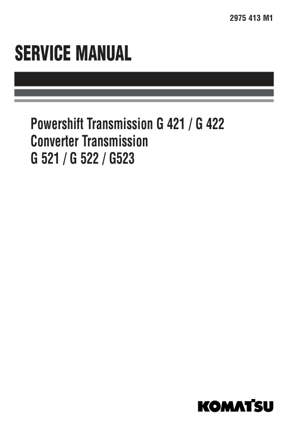 Komatsu G421 G422 Powershift Transsmision Workshop Manual Printed Book - Image 2