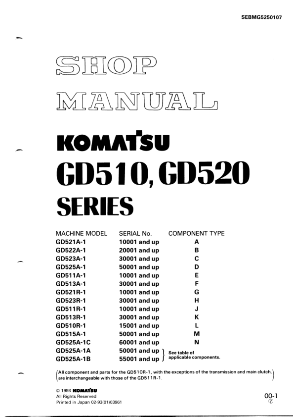 Komatsu GD510 GD520 Series Motor Grader Workshop Manual - Image 2