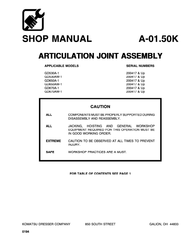 Komatsu GD530A GD650A GD670A AW Series Motor Grader Workshop Manual - Image 7