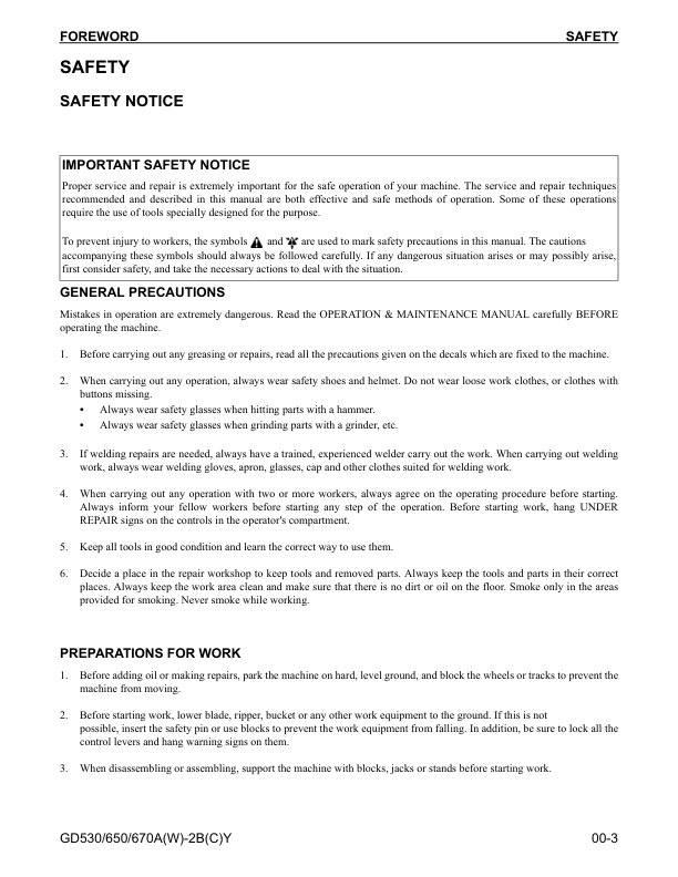 Komatsu GD530A W GD650A W GD670A W Motor Grader Workshop Manual - Image 8