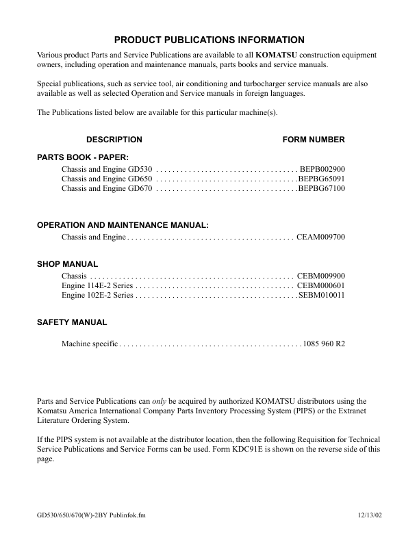 Komatsu GD530A W GD650A W GD670A W Motor Grader Workshop Manual - Image 6