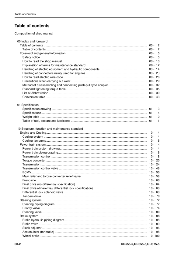 Komatsu GD555-5 GD655-5 GD675-5 Motor Grader Workshop Manual SN 55001 and UP - Image 4