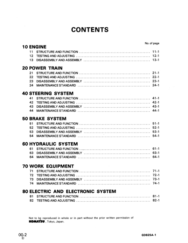 Komatsu GD825A-1 Motor Grader Workshop Manual SN 10002 and UP - Image 6