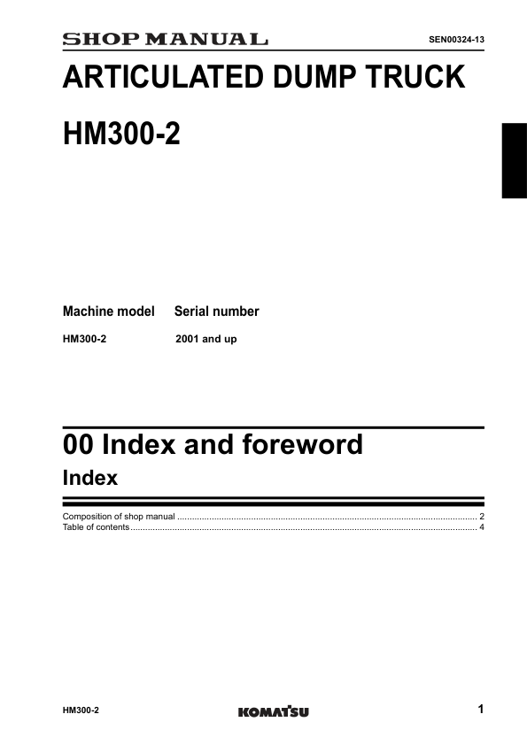Komatsu HM300-2 Dump Truck Workshop Manual SN 2001 and UP - Image 6
