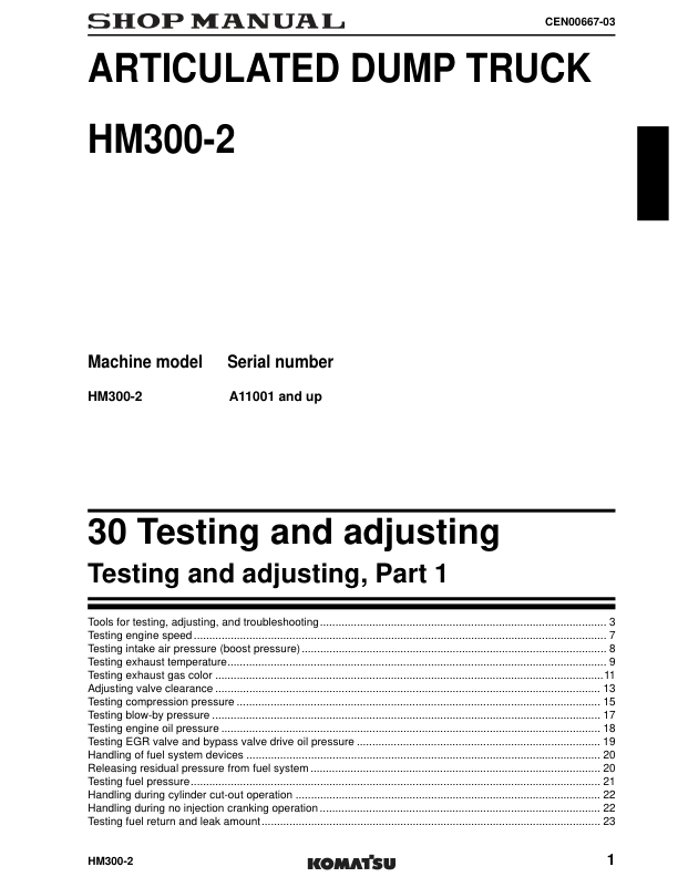 Komatsu HM300-2 Dump Truck Workshop Manual SN A11001 and UP - Image 15
