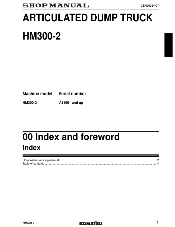 Komatsu HM300-2 Dump Truck Workshop Manual SN A11001 and UP - Image 6