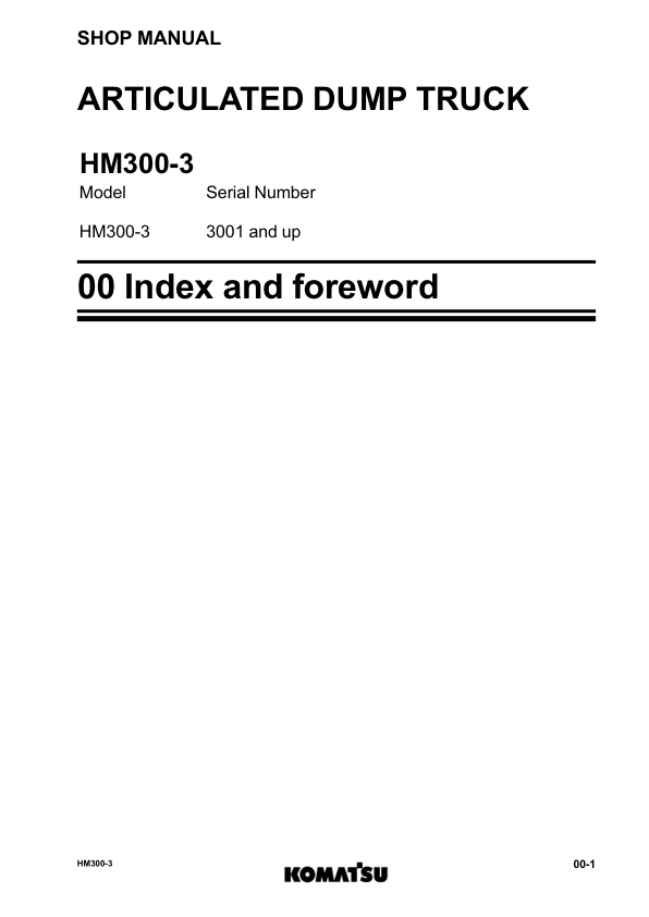 Komatsu HM300-3 Dump Truck Workshop Manual SN 3001 and UP - Image 6