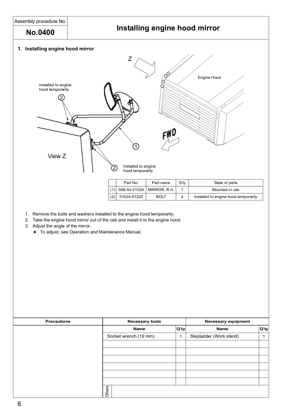 Komatsu HM350-2 Dump Truck Field Assembly Instruction SN 2001 and UP - Image 10