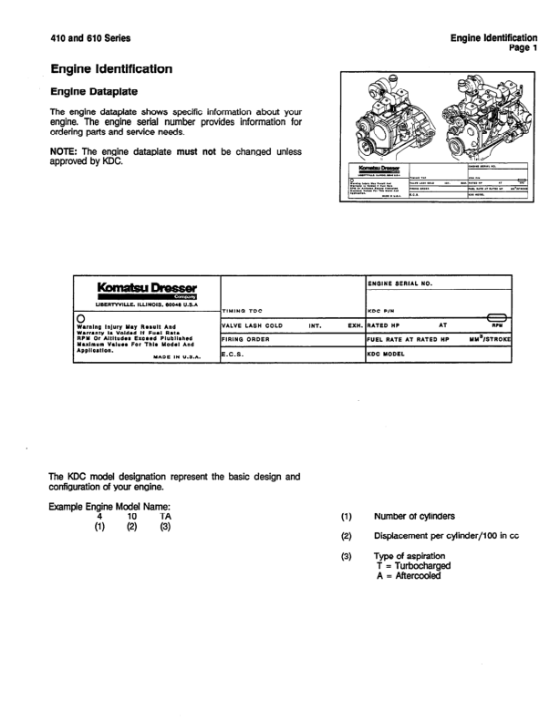 Komatsu KDC 410 610 Series Diesel Engine Specification Manual - Image 8