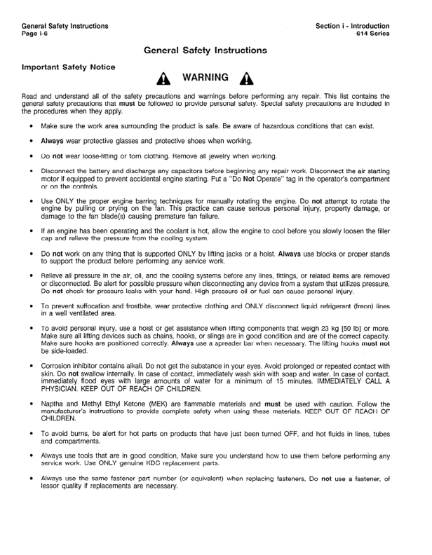Komatsu KDC 614 Series Diesel Repair Manual 1991 Series CEBM614AR0 - Image 5