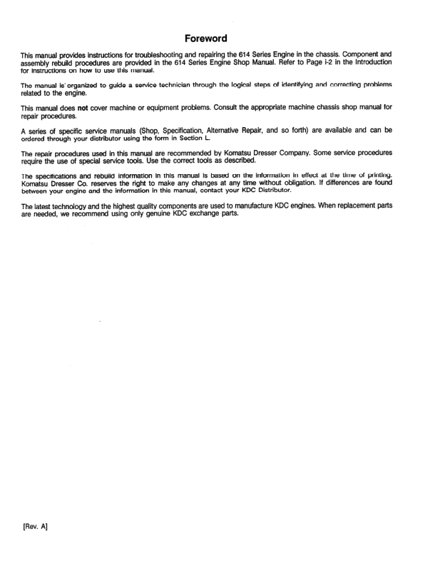 Komatsu KDC 614 Series Diesel Repair Manual 1991 Series CEBM614TR1 - Image 7