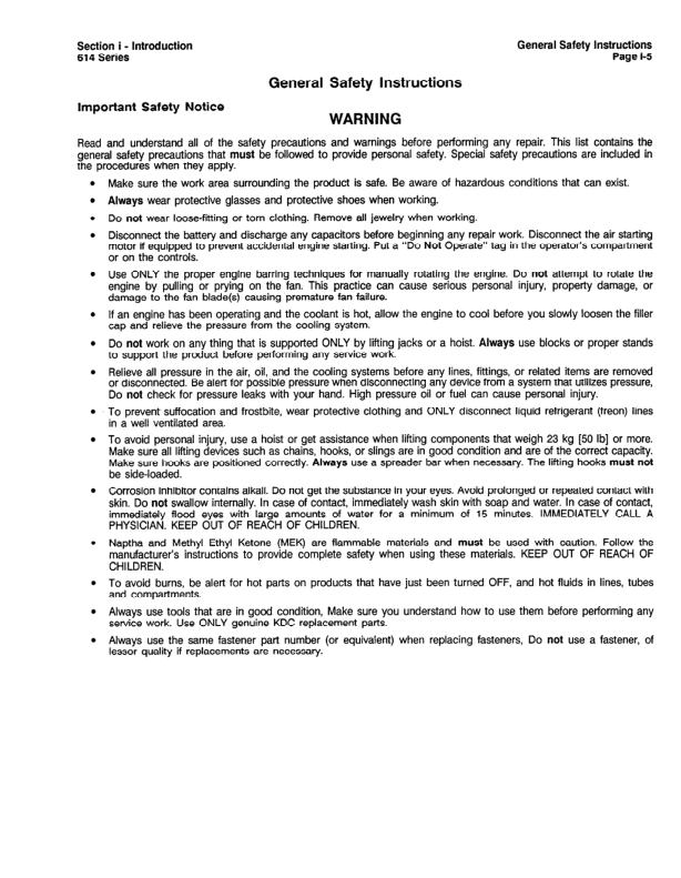 Komatsu KDC 614 Series Diesel Repair Manual 1991 Series CEBM614TR1 - Image 4