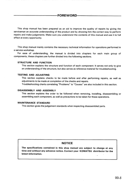 Komatsu PC05-6 PC07-1 PC10-6 PC15-2 Excavator Workshop Manual SN 11301 10001 10501 and UP - Image 9