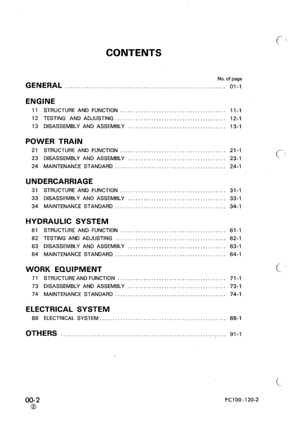 Komatsu PC100-100L-2 PC120-2 Excavator Workshop Manual SN 13001 11001 14001 and UP - Image 7
