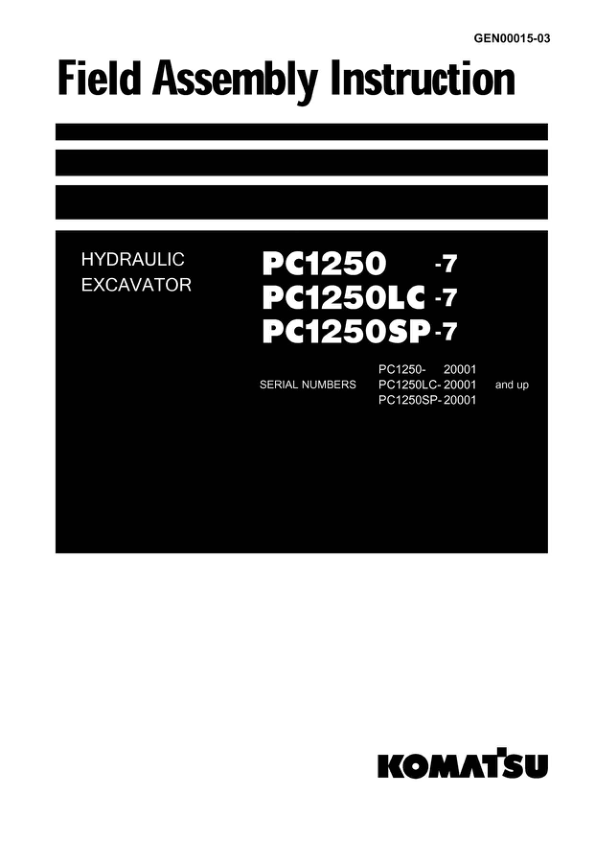 Komatsu PC1250-7 LC-7 SP-7 Excavator Workshop Manual SN 20001 and UP - Image 2