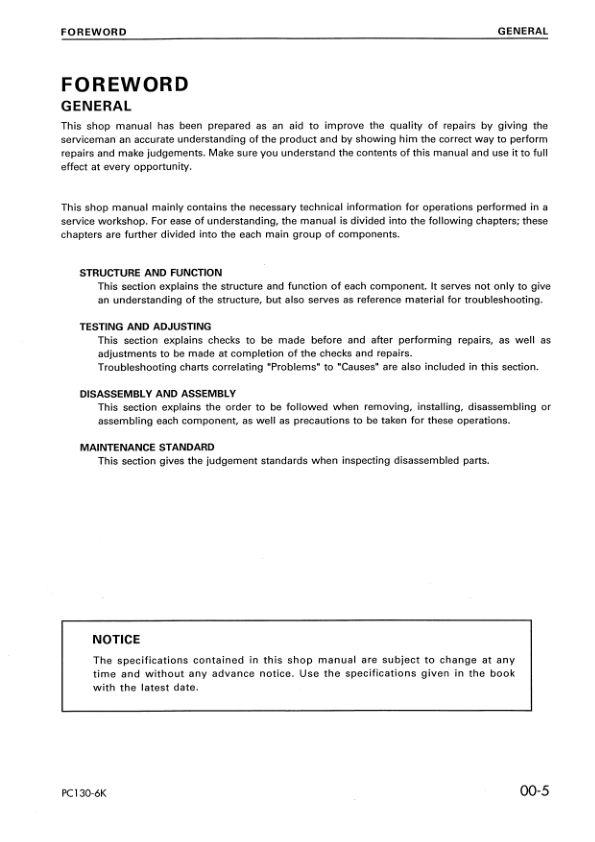 Komatsu PC130-6K PC150LGP-6K Excavator Workshop Manual SN K30001 K35001 and UP - Image 12