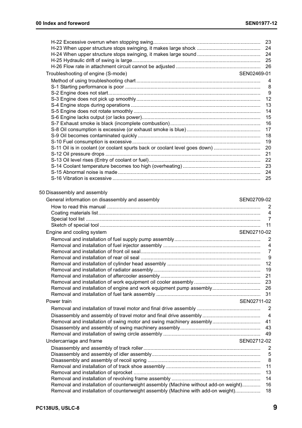 Komatsu PC138US-8 PC130USLC-8 Excavator Workshop Manual SN 20001 and UP - Image 4