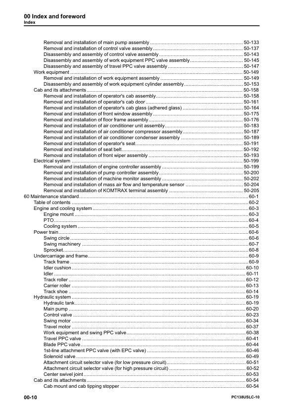 Komatsu PC138USLC-10 Excavator Workshop Manual SN 40001 and UP - Image 5