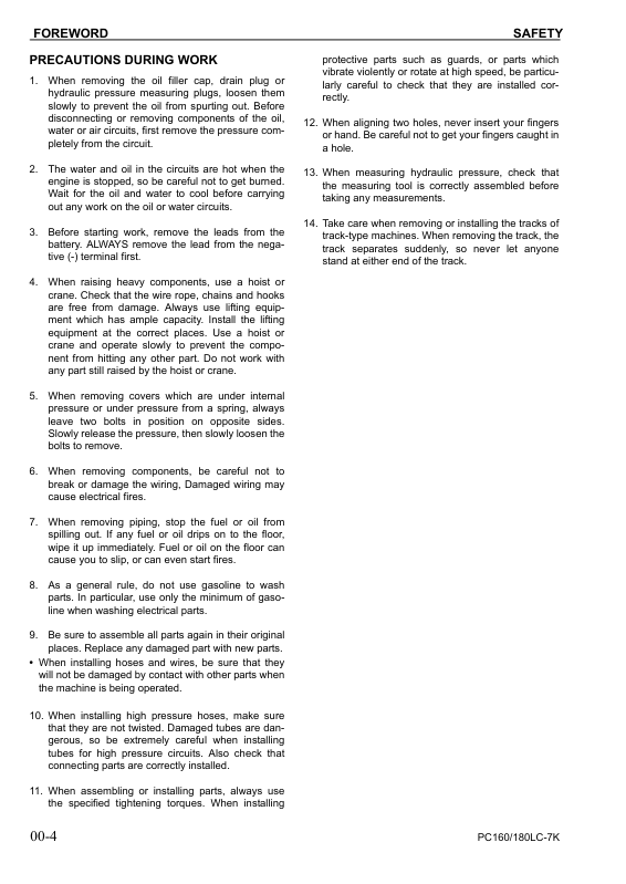Komatsu PC160LC-7K PC180LC-7K Excavator Workshop Manual SN K40001 and UP - Image 7