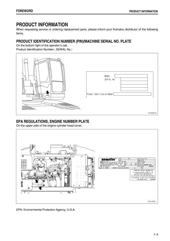 Komatsu PC228US-8 PC228USLC-8 Excavator Operation and Maintenance Manual SN 50001 and UP - Image 8