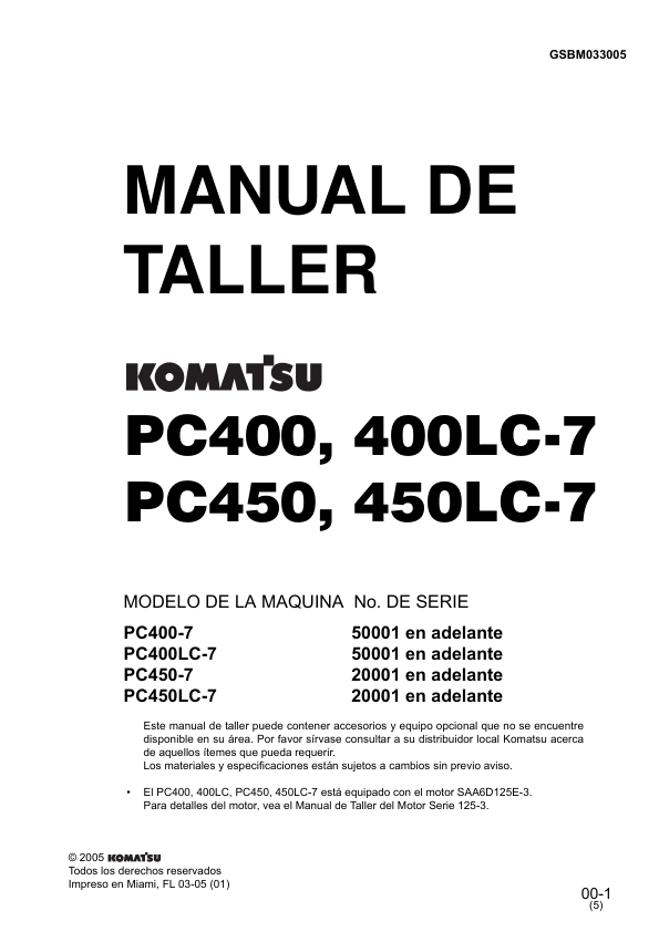 Komatsu PC400 PC400LC7 PC450 PC450LC-7 Excavator Workshop Manual SN 50001 20001 and UP - Image 6