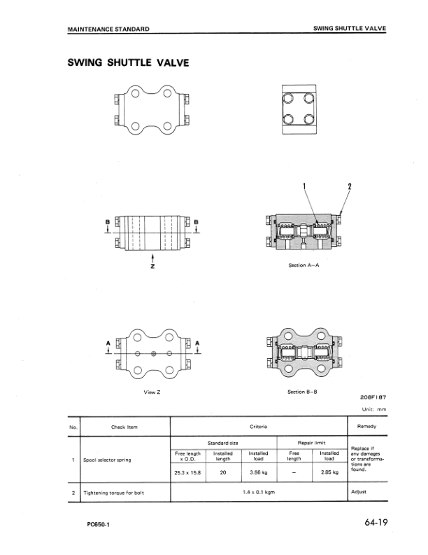 Komatsu PC650-1 Excavator Workshop Manual SN 10007 and UP - Image 11